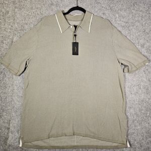 NWT Rag & Bone Mens Leaf Grey Harvey Knit Cotton Blend Polo Shirt Size XXL